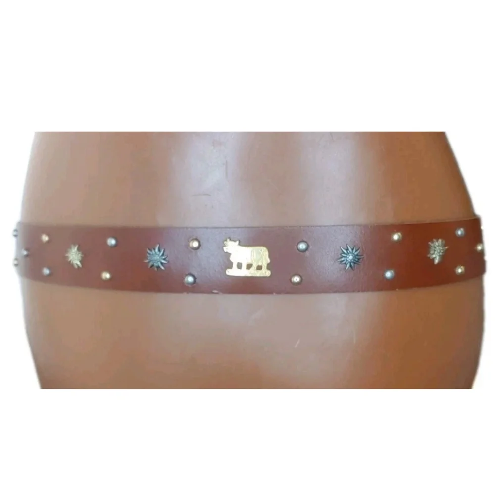 Coastal Cowgirl Western Rockabilly Belt Floral Cows Studded Woman Large 33